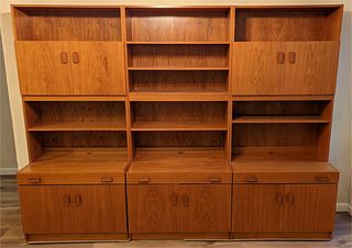 (3) Danish Teak Veneer Bookcase Cabinets.