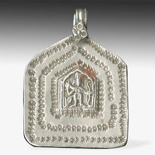 Rare Antique Bhumiya Silver Plaque Amulet