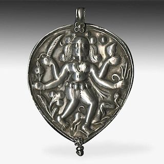 Antique Indian Silver Shivara Plaque Amulet
