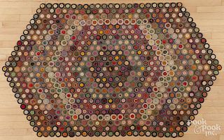 Penny throw rug, ca. 1900, 81'' x 51''.