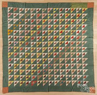 Pieced quilt, late 19th c., 88'' x 87''.