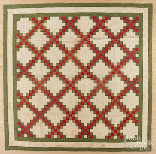 Pieced triple Irish chain quilt, late 19th c., 87'' x 86''.