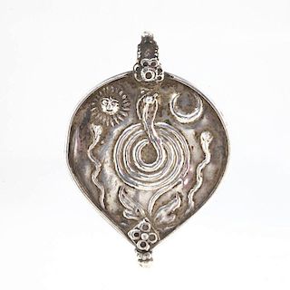 Rare Antique Indian Silver Plaque Amulet
