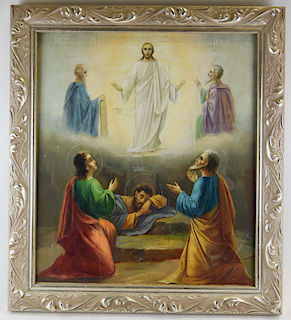 Russian Icon 19th century antique (Transfiguration of Christ)