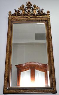FRENCH BELLE EPOQUE CARVED GILT WOOD OVERMANTEL MIRROR