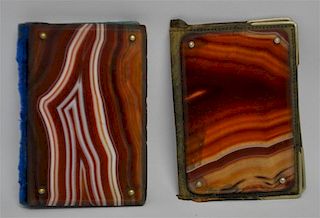 2 19TH C SCOTTISH BANDED AGATE CALLING CARD CASES