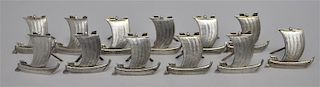 12 STERLING SILVER PLACE CARD HOLDERS SHIPS