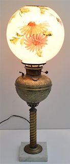 BRADLEY & HUBBARD BRASS BANQUET LAMP DAISIES