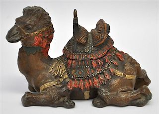 COLD PAINTED FIGURAL CAMEL INKWELL