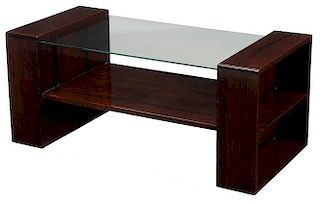 Rosewood-Grained Cocktail Table