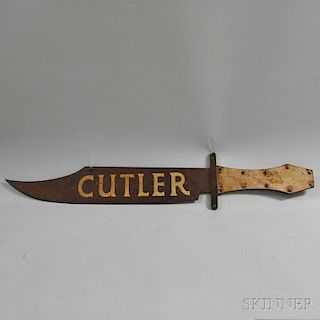 Sheet Iron Knife-form Double-sided "CUTLER" Trade Sign