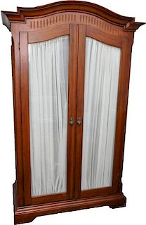 TRADITIONAL GLASS FRONT LINEN PRESS / ARMOIRE