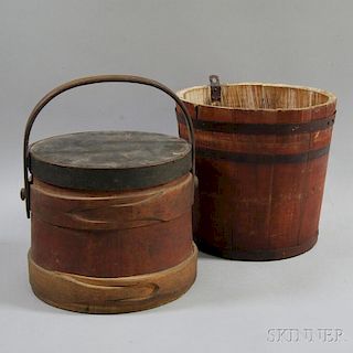 Red-painted Firkin and Pail