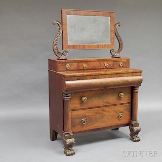 Classical Mahogany Veneer Dressing Table with Mirror