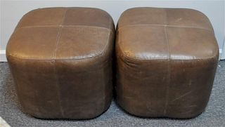 2 MATCHING WHITTEMORE SHERILL LEATHER OTTOMANS