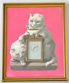 FRAMED DIE-CUT CATS WITH CARRIAGE CLOCK