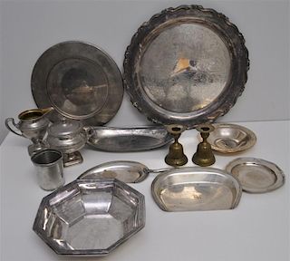 BOX OF VINTAGE SILVERPLATE - CRUMBER- TRAYS - MORE