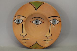 Jean Cocteau (1889-1963) "Les Troix Yeux" Ceramic