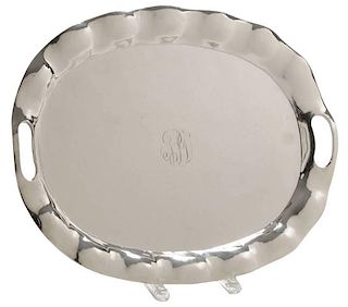 Hammered Sterling Two-Handle Tray