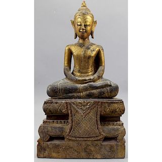 Carved Wooden 18th C. Thai Ayutthaya Buddha
