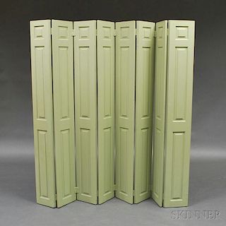 Green-painted Paneled Shutter Screen