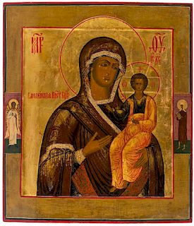 Antique Russian Icon, Lady Hodegetria of Smolensk