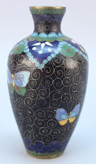 Antique Chinese Cloisonne Butterfly Vase