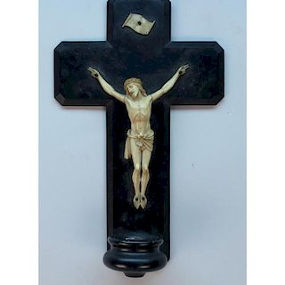 Antique Italian Carved Bone Crucifix Font
