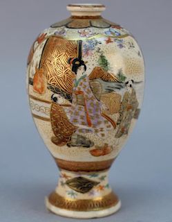 Signed Japanese Satsuma Gilt Vase
