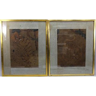 (2) Important 18th C. Pair of Korean Paintings