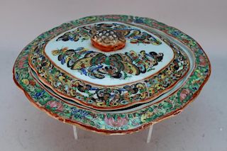 Chinese Porcelain Butterfly Covered Dish