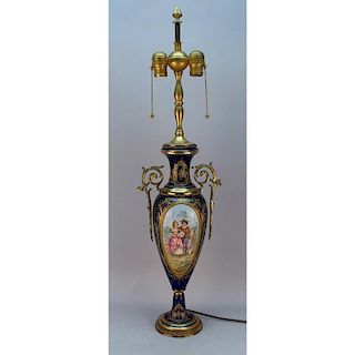 Antique French Sevres Style Porcelain Lamp (as is)
