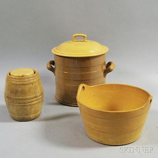 Three Molded Yellowware Items