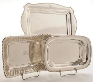 Three Sterling Rectangular Serving Pieces
