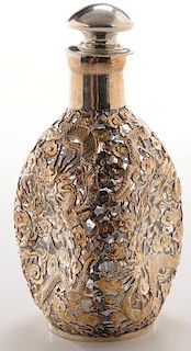 Chinese Export Glass Decanter with Silver Overlay