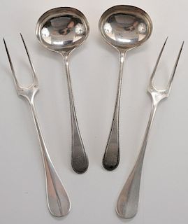 Four Pieces French and English Silver Flatware