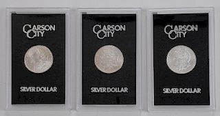 Three U.S. Carson City Morgan Silver Dollars