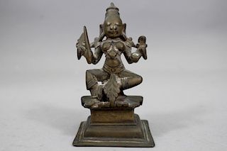 Miniature Antique Bronze Hindu Goddess "Durga"