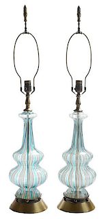 Pair Murano Glass Table Lamps