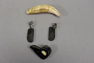 Haida Bear Tooth Amulet & Argillite Set