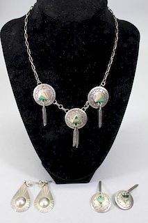 Navajo Silver/Turquoise Necklace/Earrings Set