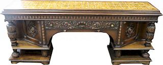 20th C. Continental Style Tile Inlaid Credenza