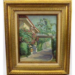 Signed 20th C. Impressionist Painting of a Villa