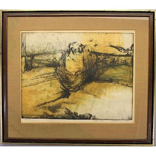 Signed 1967 Artist Proof Abstract Colored Etching