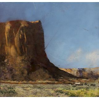Early 20th C. Western landscape with Figures