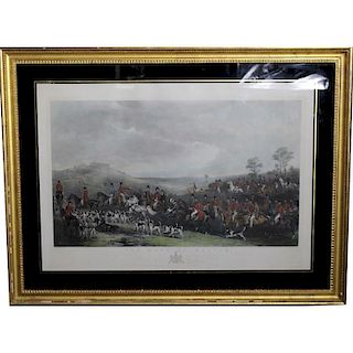 "The Meet at Melton" 19th C Hand Colored Engraving