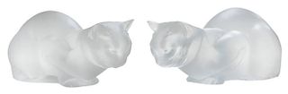 Pair Lalique France Smoky Crystal