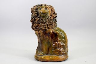 19th C. Glazed Terracotta Lion
