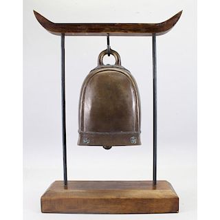 Antique Bronze Tibet Bell on Stand