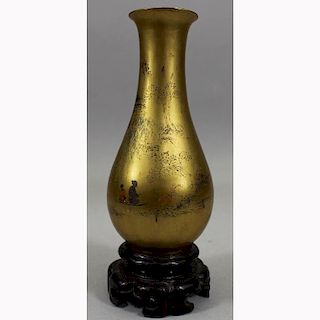 Antique Chinese Gilt Vase on Stand